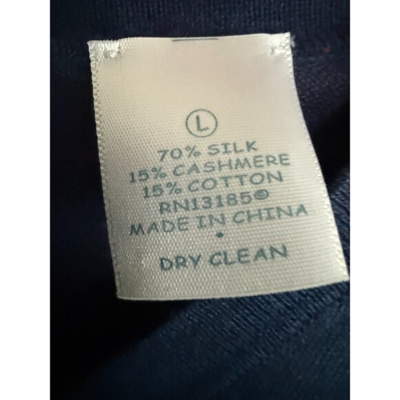 Vtg Burma Bibas Blue Silk/Cashmere V Neck Pullover Sweater Mens L Quiet Luxury - Picture 3 of 4